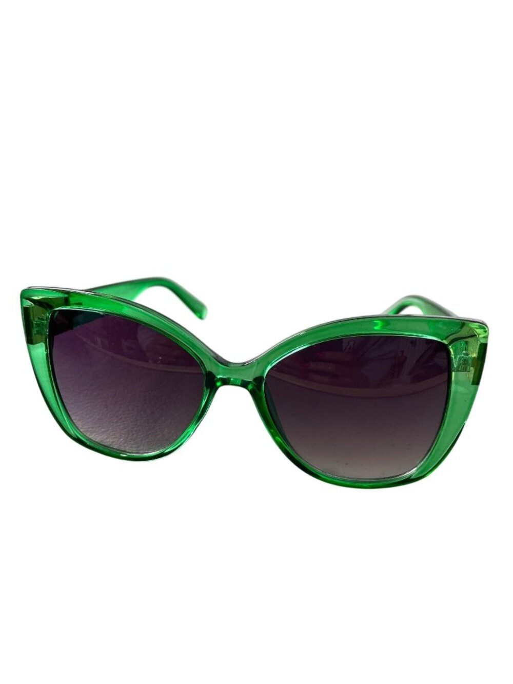 Lane Bryant Green Jelly Cat Eye Sunglasses Gradient Lenses Gold Hinges Retro NEW
